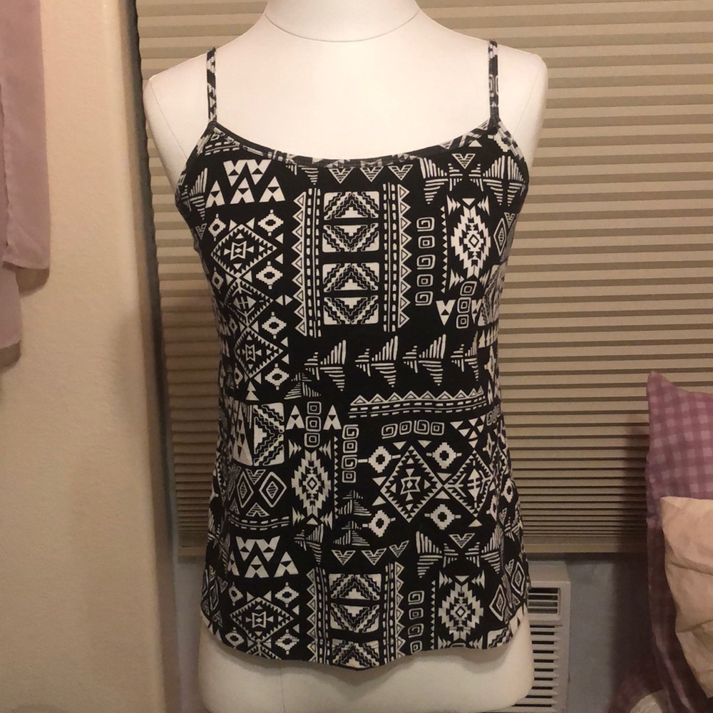Black and white patterned spaghetti strap
